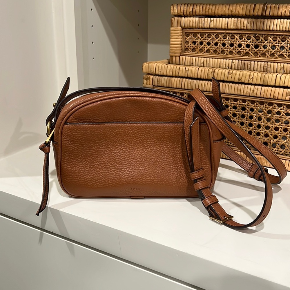 J. Crew brown leather cross body EUC with tags